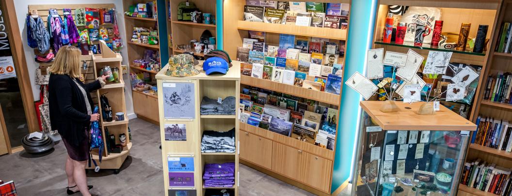 Woman in interior of gift shop